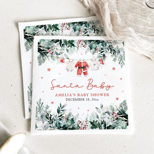 Red Santa Baby Christmas Baby Kleidung Baby Dusche Serviette