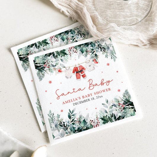 Red Santa Baby Christmas Baby Kleidung Baby Dusche Serviette