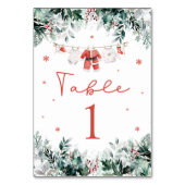 Red Santa Baby Christmas Baby Kleidung Baby Dusche Tischnummer (Vorderseite)