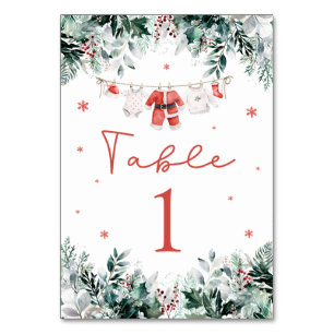 Red Santa Baby Christmas Baby Kleidung Baby Dusche Tischnummer