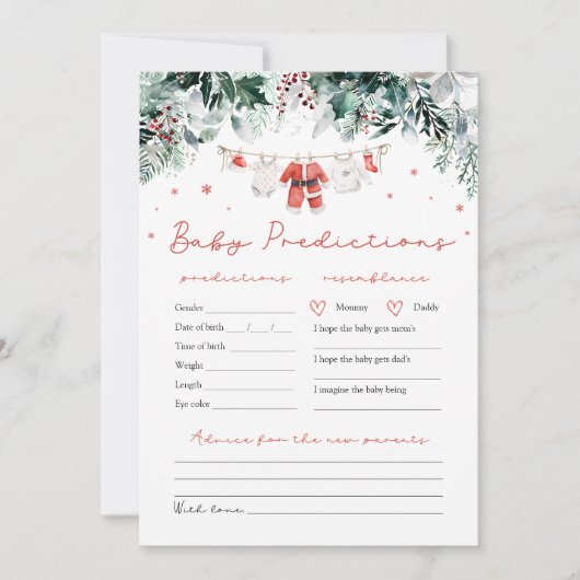 Red Santa Baby Christmas Baby Prediction Game Invi Einladung (Vorderseite)