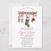 Red Santa Baby Christmas Clothesline Open House Einladung (Vorderseite)