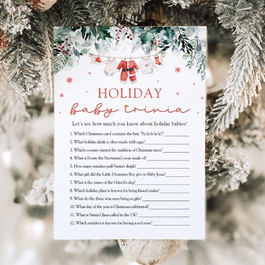 Red Santa Baby Dusche Holiday Baby Baby Trivia Spi Einladung