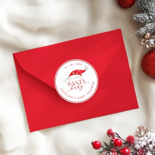 Red Santa Baby Dusche Runder Aufkleber