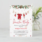 Red Santa Baby Weihnachtsdusche Einladung (Stehend Vorderseite)