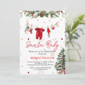 Red Santa Baby Weihnachtsdusche Einladung (Stehend Vorderseite)