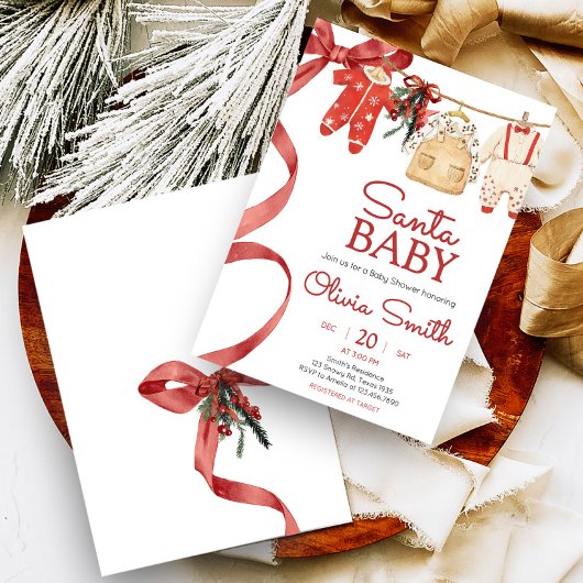 Red Santa Baby Weihnachtsdusche Einladung