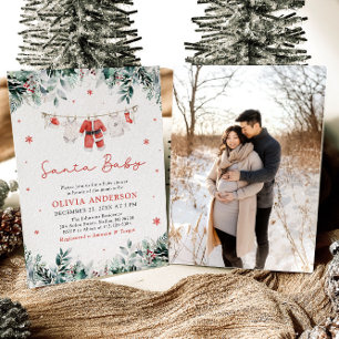 Red Santa Baby Weihnachtskleidung Baby Dusche Einladung