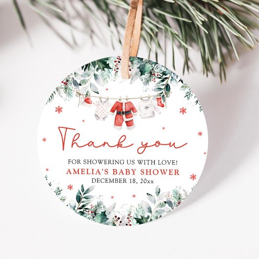 Red Santa Baby Weihnachtskleidung Baby Dusche Geschenkanhänger