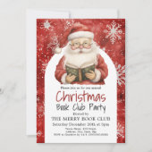 Red Santa Book Club Weihnachts-Party Einladung (Vorderseite)