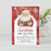 Red Santa Book Club Weihnachts-Party Einladung (Stehend Vorderseite)