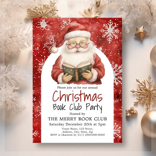 Red Santa Book Club Weihnachts-Party Einladung