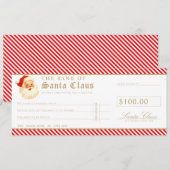 Red Santa Cheque Gift Voucher Card Einladung (Vorne/Hinten)