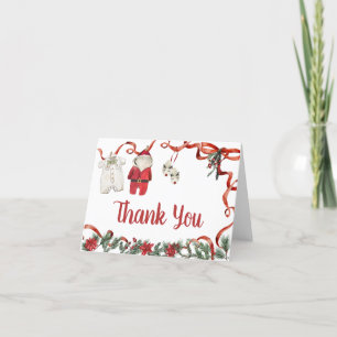 Red Santa Christmas Baby Dusche Dankeskarte