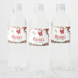Red Santa Christmas Baby Dusche Wasserflaschenetikett