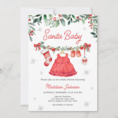 Red Santa Christmas Festive Baby Dusche Einladung (Vorderseite)