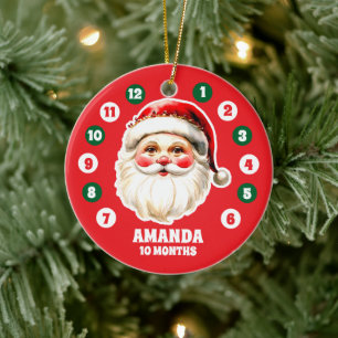 Red Santa Claus Baby Milestone Weihnachts-Foto Keramik Ornament