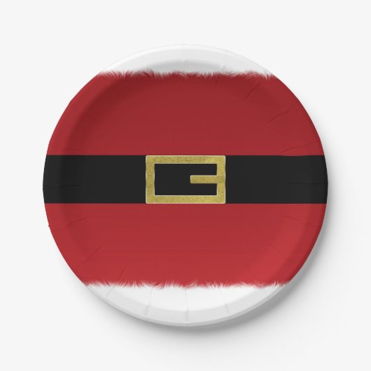 Red Santa Claus Belt & White Frische Weihnachten Pappteller (Vorderseite)