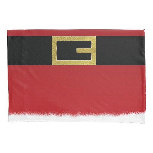 Red Santa Claus Belt & White Fur Weihnachtsfeierta Kissenbezug (Vorderseite)