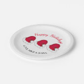 Red Santa Claus Hat Weihnachten glückliche Ferien Pappteller (Schrägansicht)