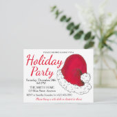 Red Santa Claus Hat Weihnachtsfeier Einladungspostkarte (Stehend Vorderseite)