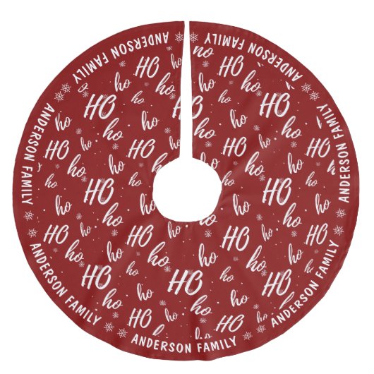 Red Santa Claus Ho Ho Ho Pattern Weihnachten Polyester Weihnachtsbaumdecke (Vorderseite)