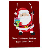 Red Santa Claus Maßgeschneiderte Kinder Weihnachte Mittlere Geschenktüte (Vorderseite)