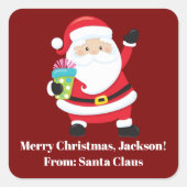 Red Santa Claus Maßgeschneiderte Kinder Weihnachte Quadratischer Aufkleber (Vorderseite)