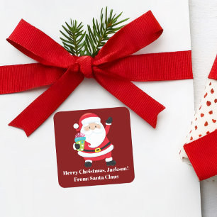 Red Santa Claus Maßgeschneiderte Kinder Weihnachte Quadratischer Aufkleber
