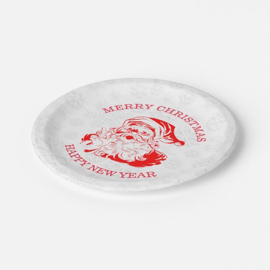 Red Santa Claus Pappteller (Schrägansicht)