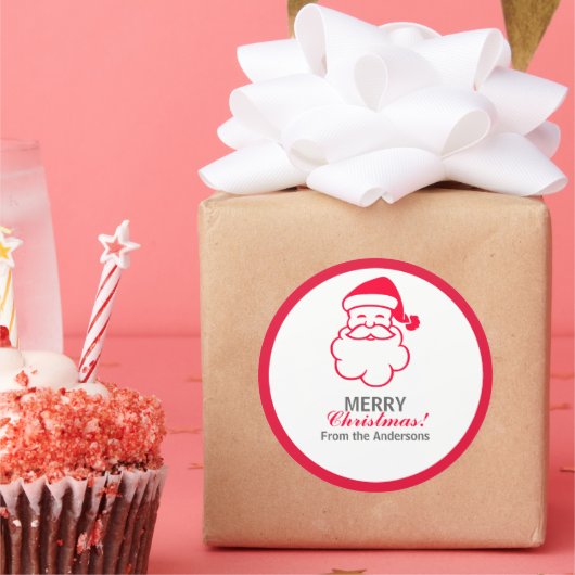 Red Santa Claus Runder Aufkleber (Party)