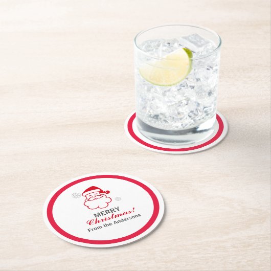 Red Santa Claus Runder Pappuntersetzer (Vor Ort)