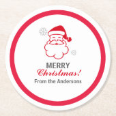 Red Santa Claus Runder Pappuntersetzer (Vorderseite)