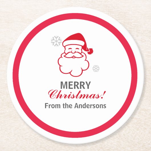 Red Santa Claus Runder Pappuntersetzer (Vorderseite)