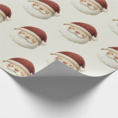Red Santa Claus Rustic Christmas Wrapping Paper Geschenkpapier (Ecke)