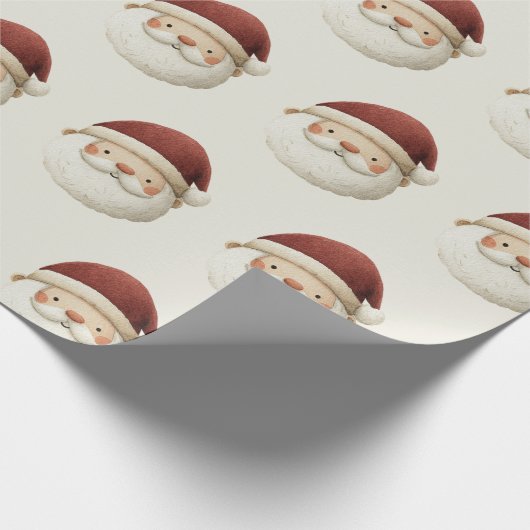 Red Santa Claus Rustic Christmas Wrapping Paper Geschenkpapier (Ecke)