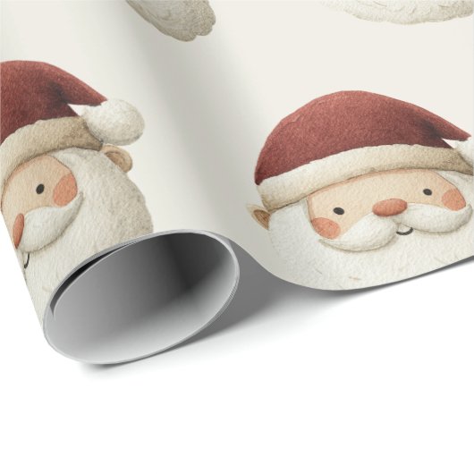 Red Santa Claus Rustic Christmas Wrapping Paper Geschenkpapier (Rolleneckpunkt)