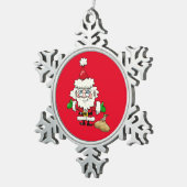 Red Santa Claus Snowflake Pewter Weihnachten Ornam Schneeflocken Zinn-Ornament (Rechts)