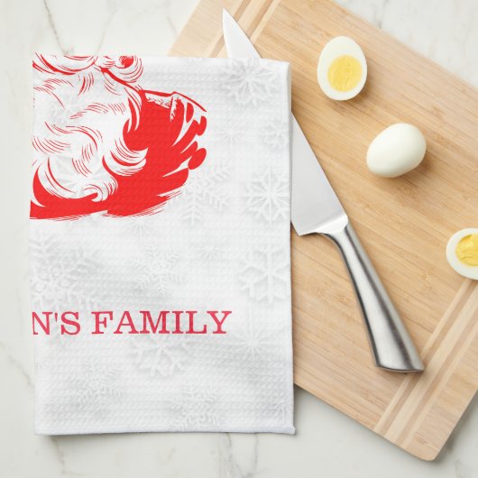 Red Santa Claus White Snowflakes Geschirrtuch (Viertel Falte)