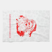 Red Santa Claus White Snowflakes Geschirrtuch (Horizontal)