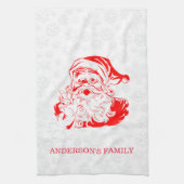 Red Santa Claus White Snowflakes Geschirrtuch (Vertikal)