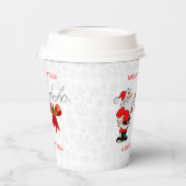Red Santa Claus White Snowflakes Paper Cup Pappbecher (Links)