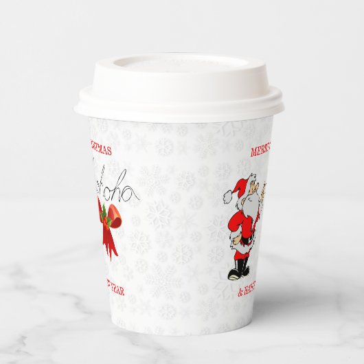 Red Santa Claus White Snowflakes Paper Cup Pappbecher (Links)