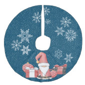 Red Santa Gnome mit Geschenken Imitate Linenbaum R Leinenimitat Weihnachtsbaumdecke (Vorderseite)