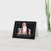 Red Santa Gnome mit Strumpf & Geschenk Weihnachten Karte (Vorderseite)