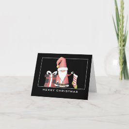 Red Santa Gnome mit Strumpf & Geschenk Weihnachten Karte