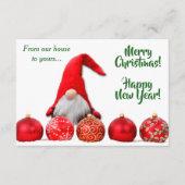 Red Santa Gnome Weihnachtskarte (Vorderseite)