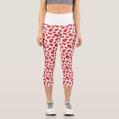 Red Santa Head auf weißem Hintergrund Muster Capri Leggings (Vorderseite)