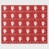 Red Santa Head Muster Happy Holidays Individuelle Geschenkpapier (Flach)