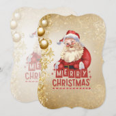 Red Santa on Golden Xmas Hintergrund Einladung (Vorne/Hinten)